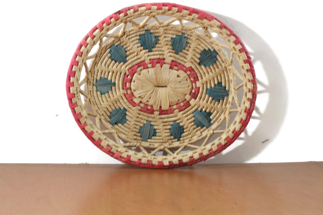 Colorful Ratten Basket Vintage Rattan Basket Tray, Colorful Woven Wall Hanging - Etsy