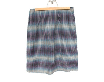 Falda midi vintage de lana Pendleton: tejido en azul y morado, talla 2