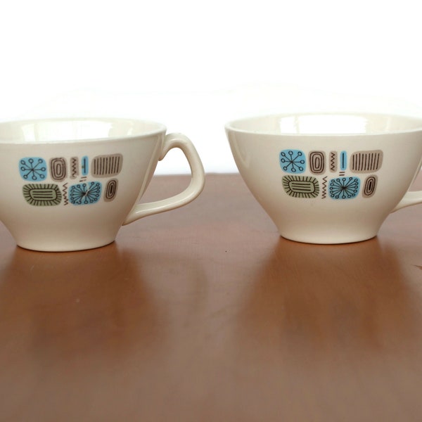 2 Temporama Tea Cups / Canonsburg Potteries / Mid Century Modern / Atomic Teacups
