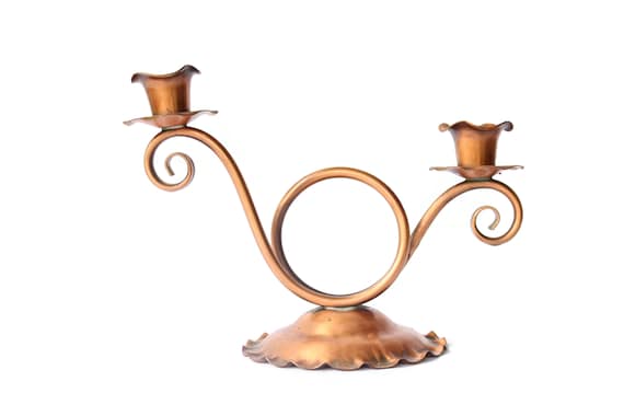 Hand Hammered Copper Candlestick Holder: Gregorian Copper USA Art