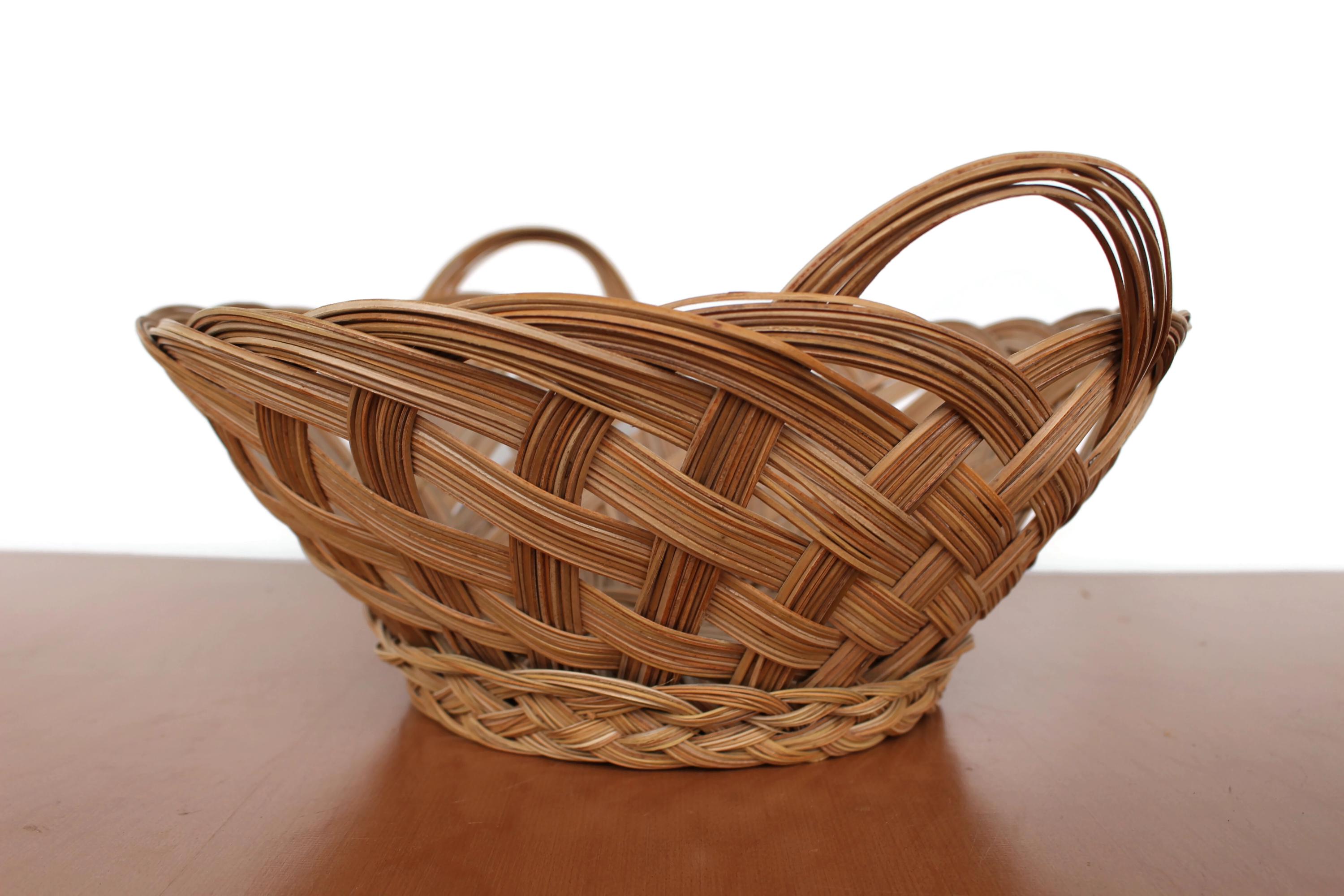 ヴィンテージウィッカーバスケットセット：フレアトップ収納バスケット