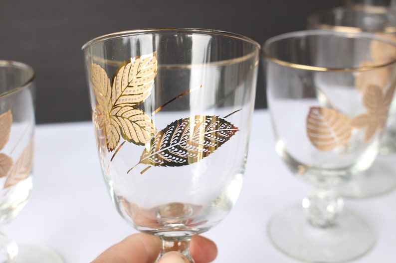 7 Libbey Rock Sharpe Gold Leaf Champagne Glasses / Gold Leaf Etsy