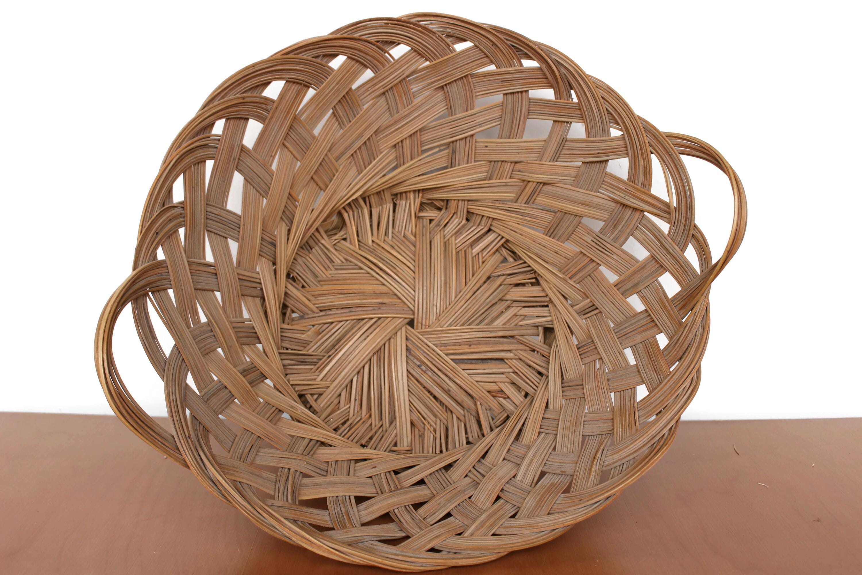 ヴィンテージウィッカーバスケットセット：フレアトップ収納バスケット