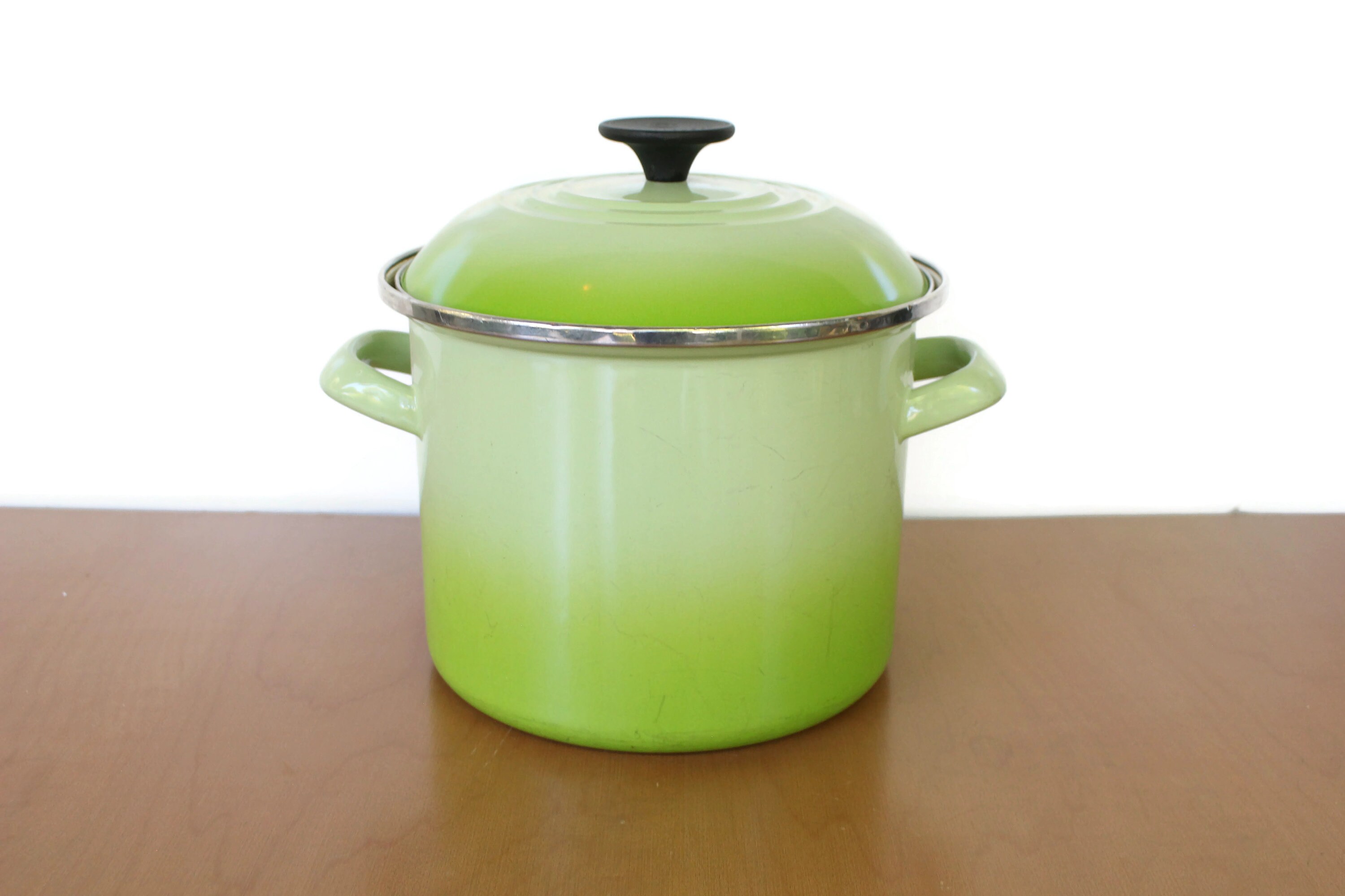 Vintage Le Creuset Stock Pot / Green Le Creuset Enameled Steel 6
