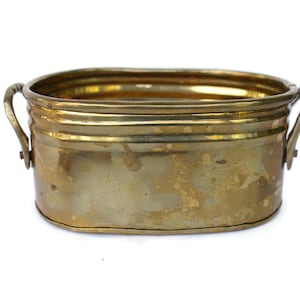 Small Brass Planter / Brass Tub With Handles / Indoor Brass Plant Pot