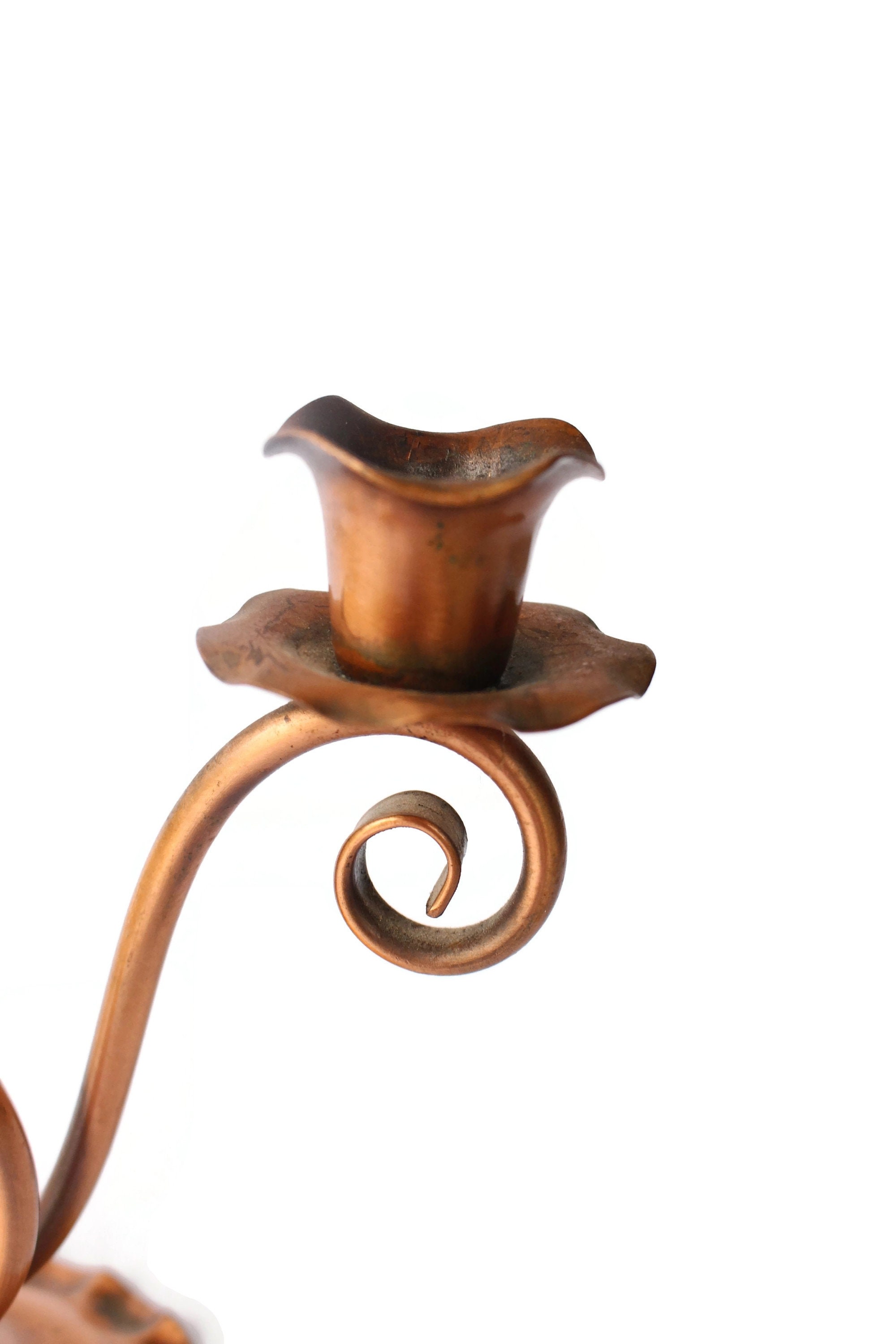 Hand Hammered Copper Candlestick Holder: Gregorian Copper USA Art