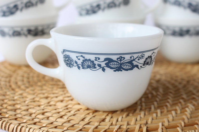 7 Corning Old Town Blue Mugs / Vintage Corningware Olde Towne Etsy