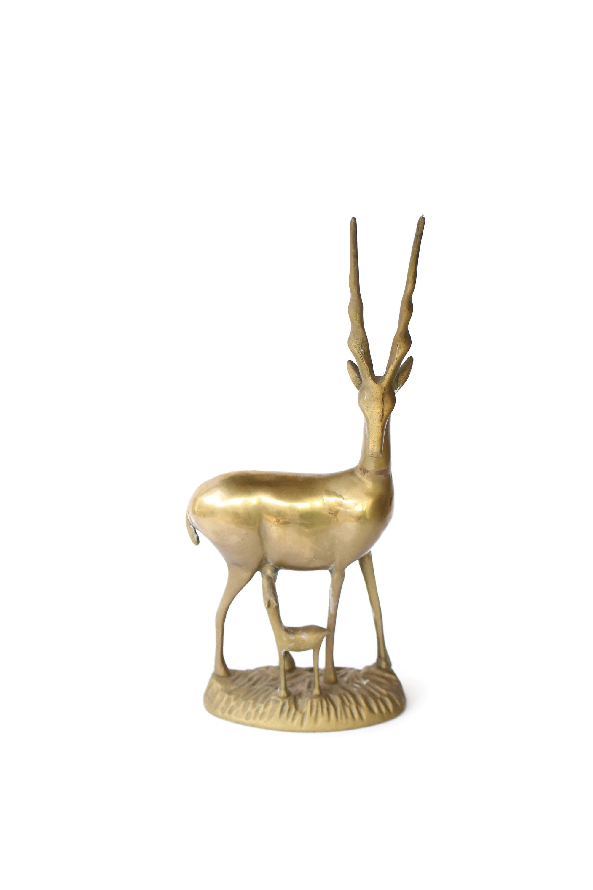 真鍮製の大型ガゼル像：ミッドセンチュリーの雌鹿の置物 - Etsy 日本