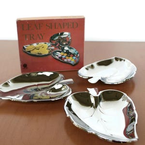 Vintage Silver Leaf Trinket Dishes: Set of 3 New Old Stock