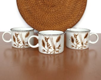 Vintage Stonehenge Midwinter Mugs: Wild Oats Stoneware Coffee Cups, Set of 3