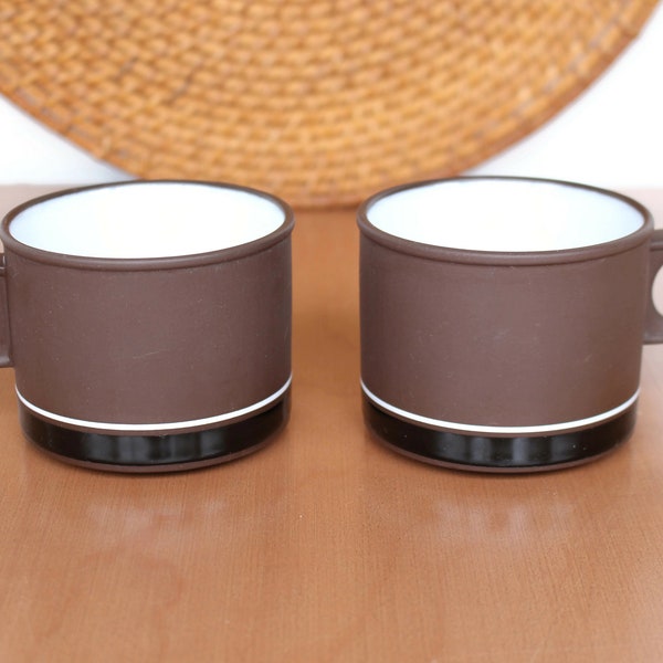 2 Vintage Hornsea Pottery Mugs / Brown and Black Coffee Mugs / Lancaster Vitramic Contrast