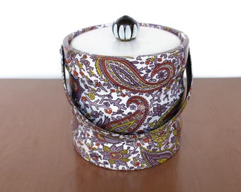 【昭和レトロ】O'NEILL ペーパーバケツ ヴィンテージ 約80サイズ ヴィンテージペイズリー柄アイスバケツ：ミッドセンチュリーモダンバー