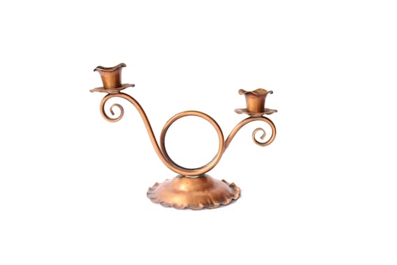 Hand Hammered Copper Candlestick Holder: Gregorian Copper USA Art