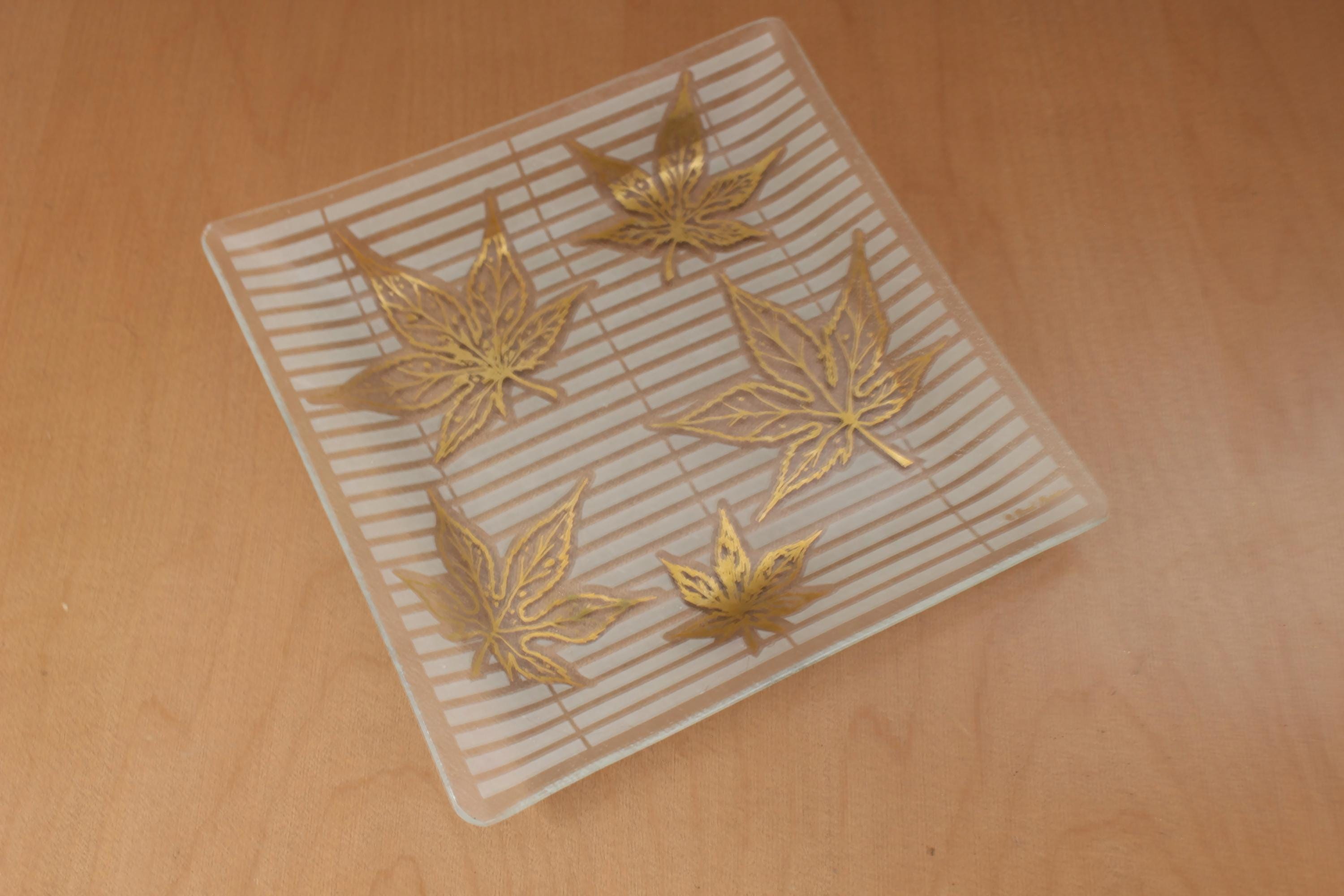 Vintage Fred Press 22 Karat Gold Maple Leaf Glass Tray - Etsy