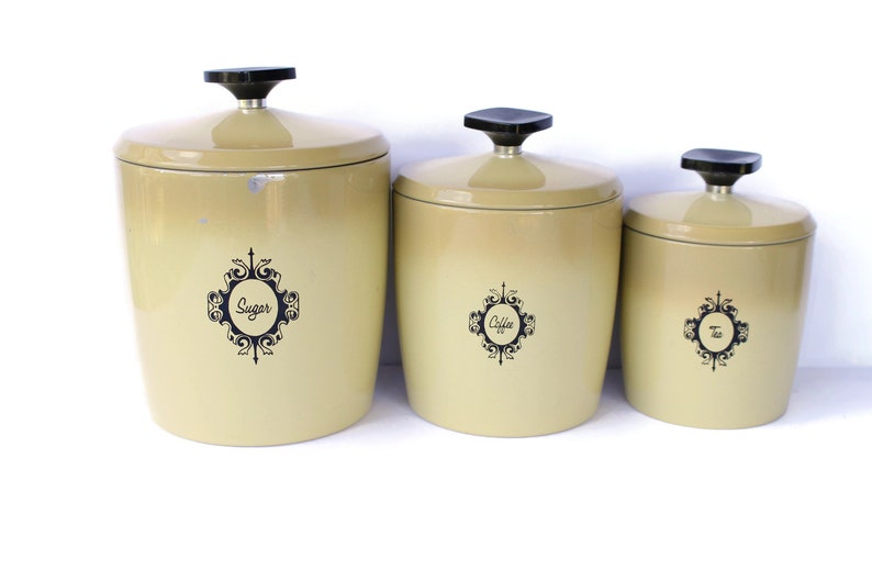 West Bend Metal Canisters / Mid Century Kitchen Storage Jars / - Etsy