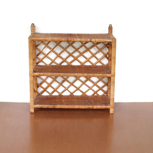 Set of 2 Hanging Wall Shelf, Rustic Wood Shelves for Bedroom (Bamboo)