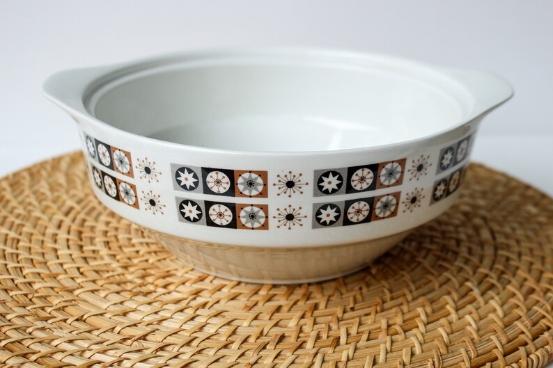 Mid Century Atomic Serving Bowl Atomic Starburst Bowl With Handles British Anchor Ballerina Bowl Atomic Dinnerware Mid Mod Bowl