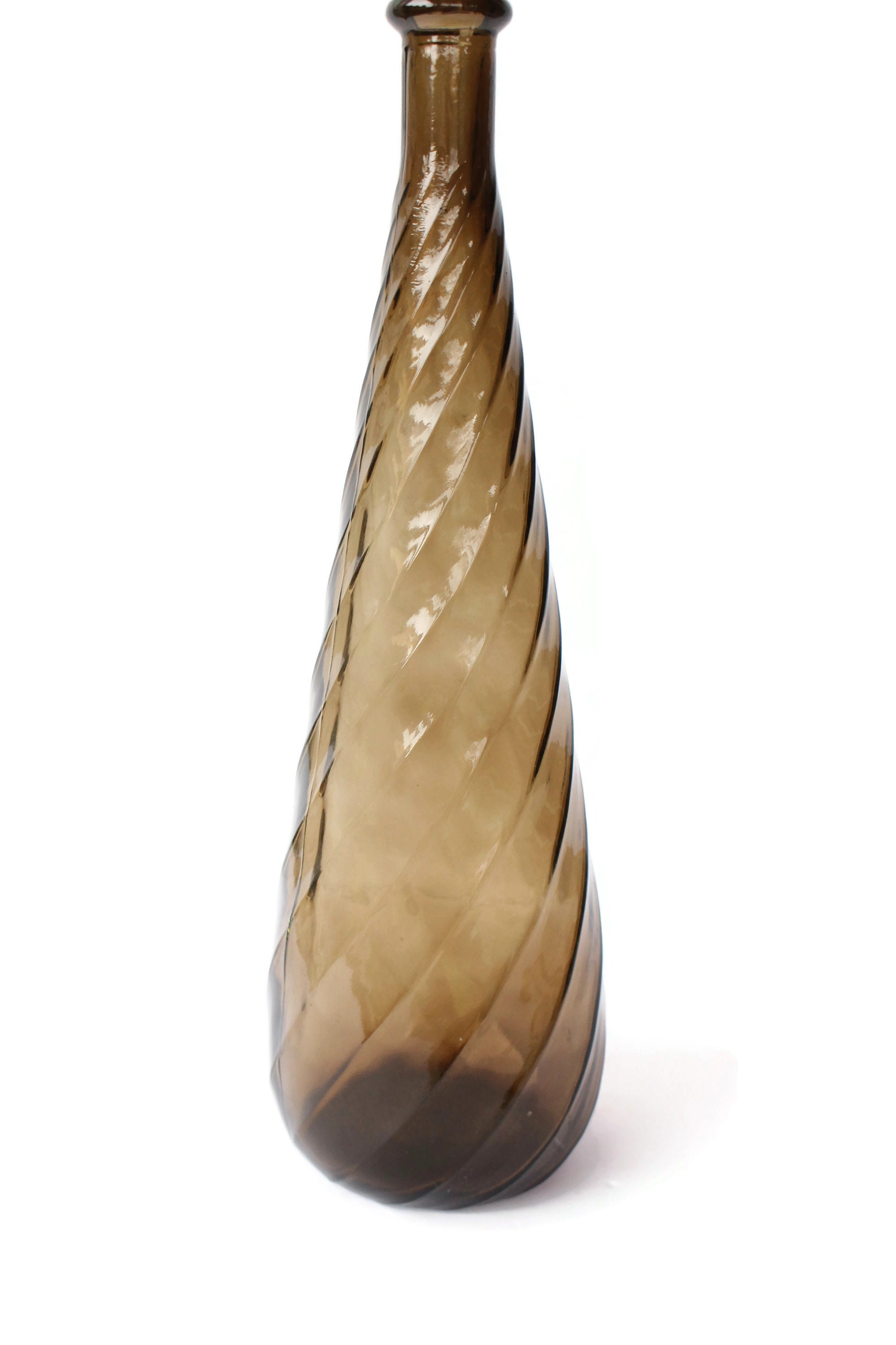 Italian Smoked Glass Vase / Mid Century Genie Bottle Vase / Etsy