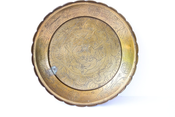 A Chinese Large Bronze Deep Scalloped Rim Charger / Bowl A Chinese Large Bronze Deep Scalloped Rim Charger / Bowl