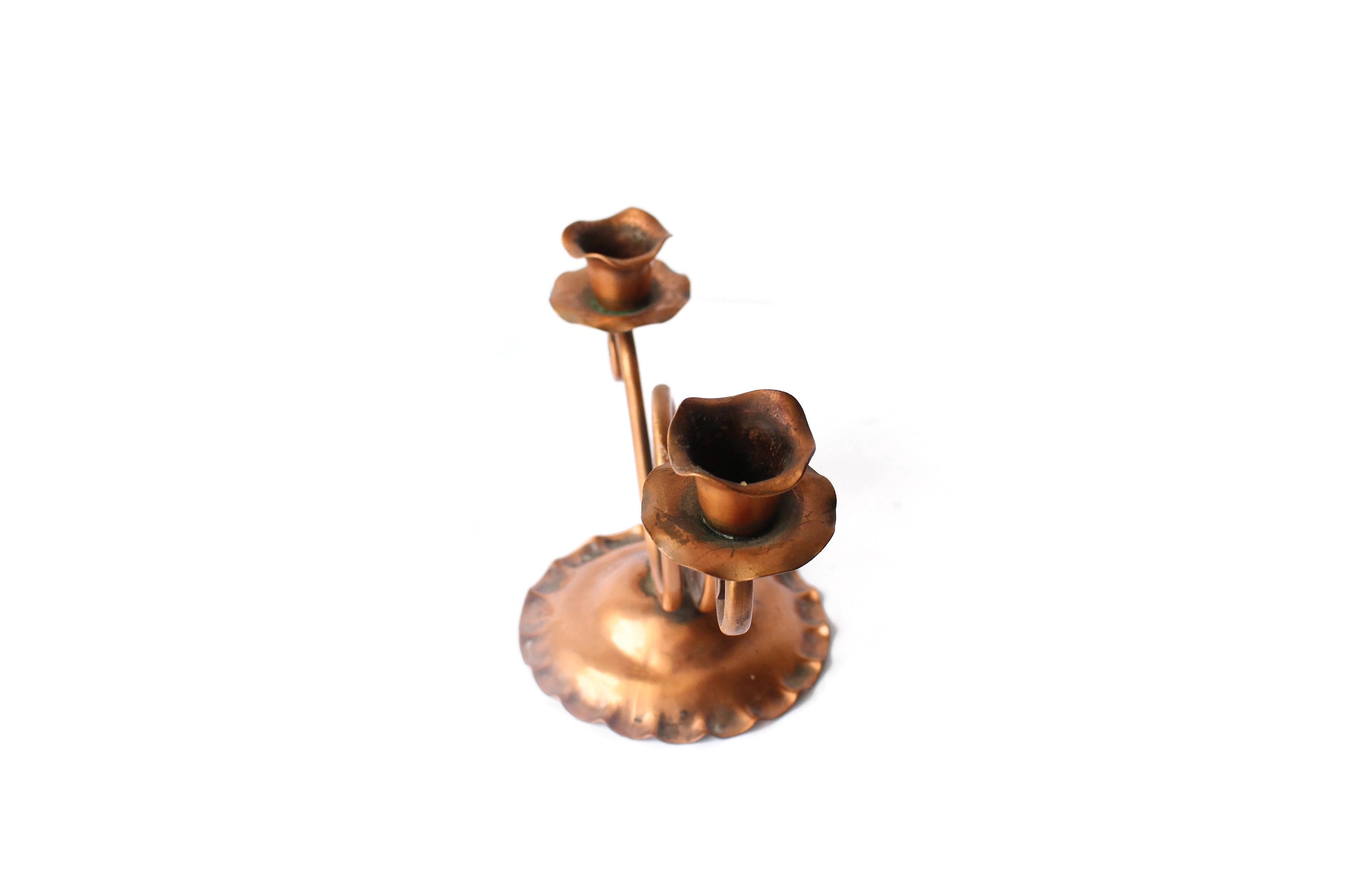 Copper Candlestick Holder / Gregorian Copper USA / Hand