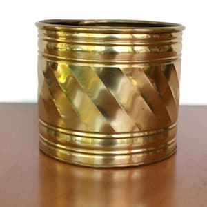 ヴィンテージの真鍮製プランター：室内観葉植物用キャシュポット