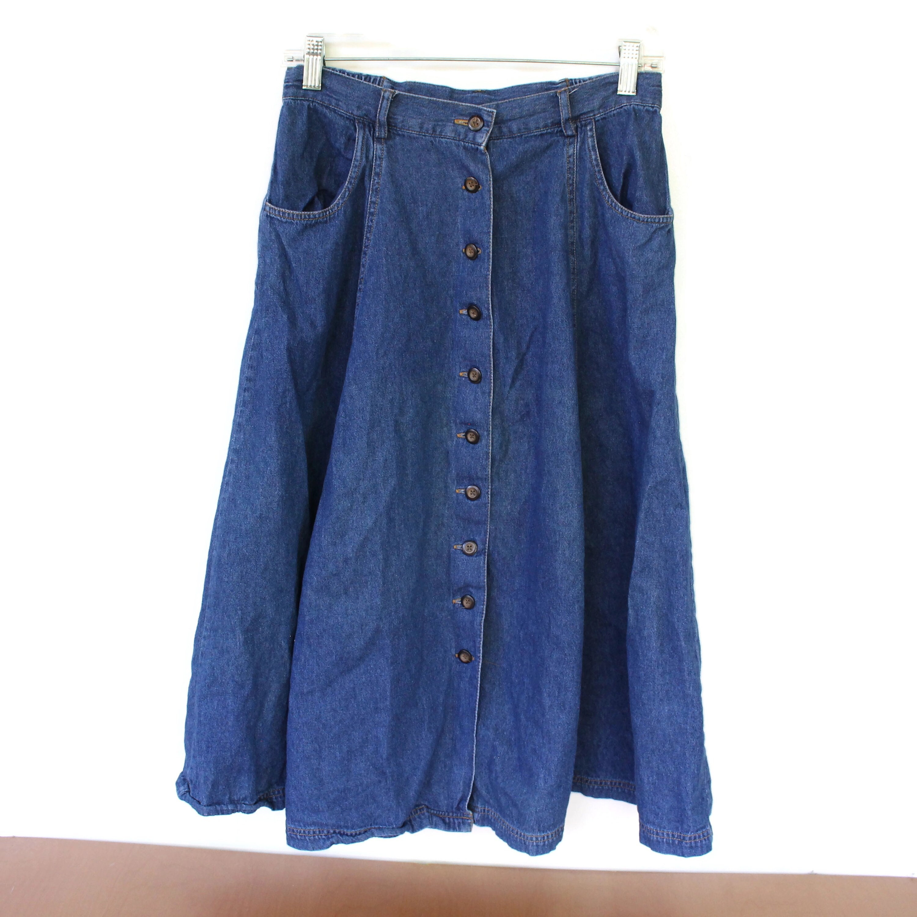 Vintage Jantzen Flared Denim Button Down Skirt Size 10 Flared Ankle Length Elastic Waist Jean Skirt With Belt Loops and Pockets Etsy Australia