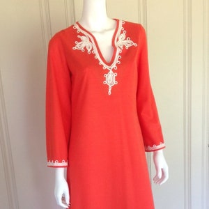 Vintage Caftan in Burnd Orange Color with white Trim .