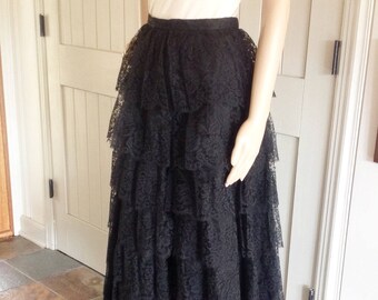 Vintage 1950's Black Lace Ankle Length  Evening Skirt , Pattullo - Jo Copeland