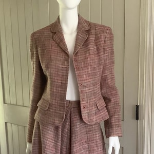 Vintage 1970 Wool two piece Suit with Multi Color Threads .