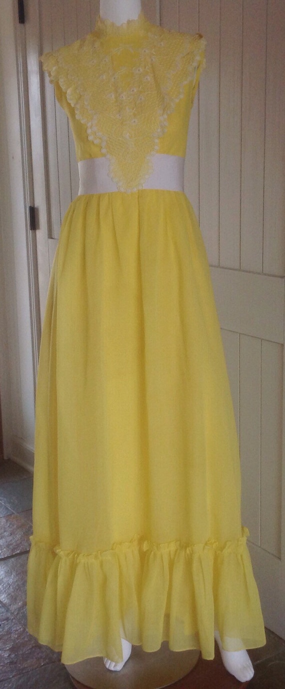 Vintage 1980,s Yellow Maxi Dress . - image 1
