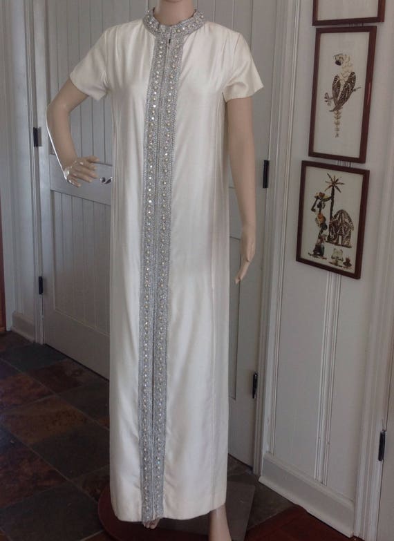 Vintage 1960 S Cream Color Raw Silk Long Evening Wedding Etsy
