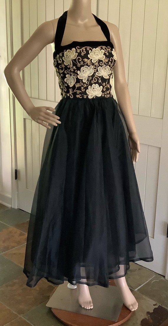 Vintage 1950 Black Evening Dress