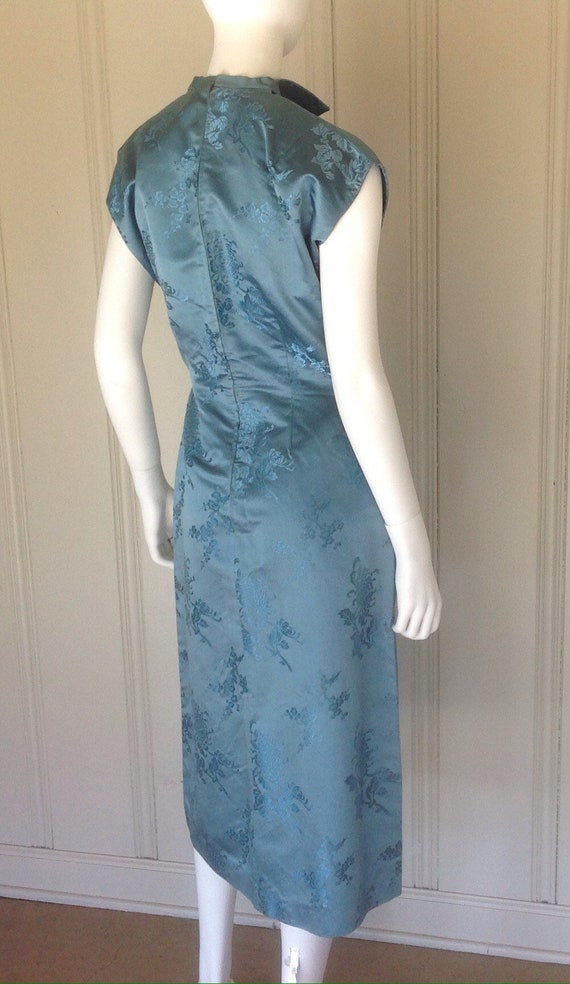 Vintage 1950/60 Teal Silk Brocade material ,fitte… - image 3