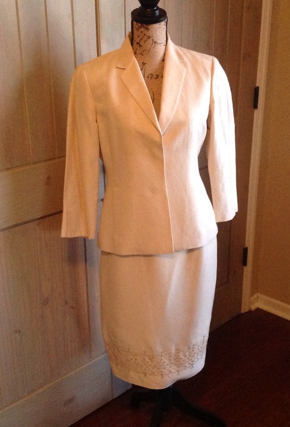 80’s Ivory Lace Short Sleeve Top  by Anne Klein
