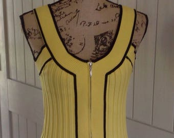 Vintage Yellow and Black Silk sleeveless Sweater/Top by Caché .