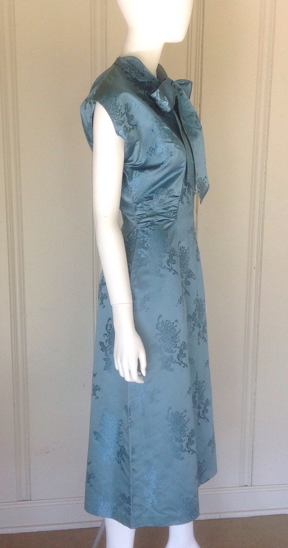 Vintage 1950/60 Teal Silk Brocade material ,fitte… - image 2