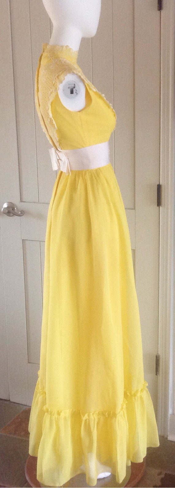 Vintage 1980,s Yellow Maxi Dress . - image 2