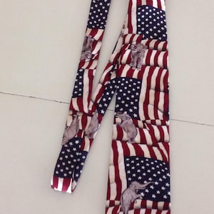 Vintage Americana Star&#39;s , Stripes and Elephants Silk Tie