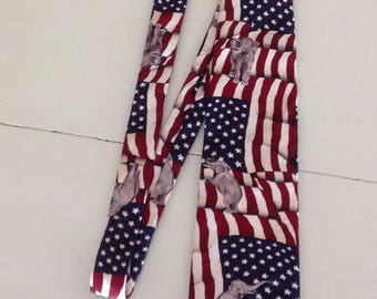 Vintage Americana Star's , Stripes and Elephants Silk Tie