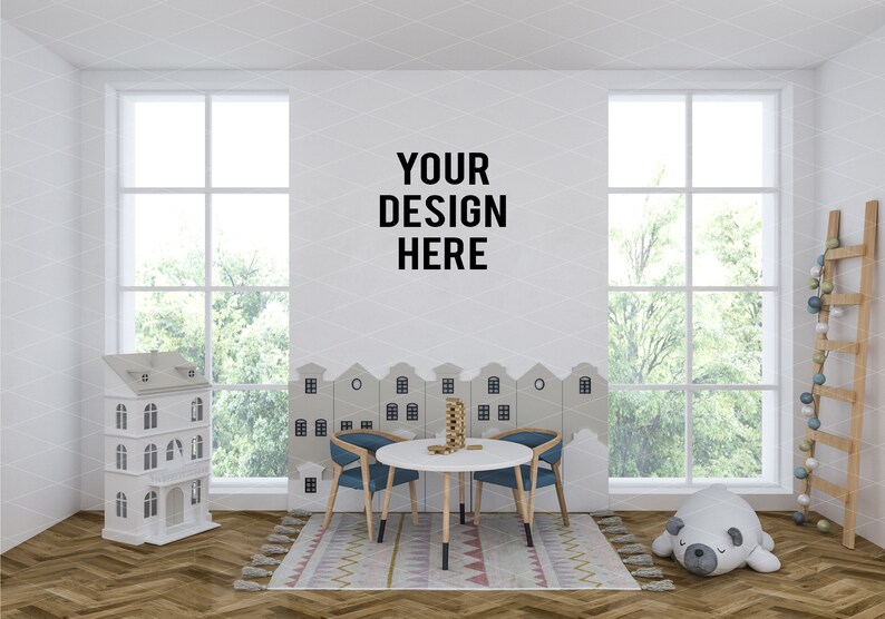 Interior Mockup Artwork Background Wall Art Display Blank Wall Mockup Kids room Scandinavian