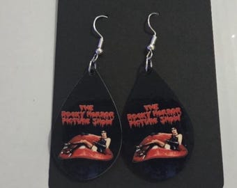 Pendientes colgantes de madera con forma de lágrima de Rocky Horror, titanio hipoalergénico