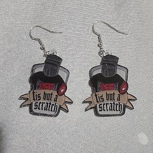 Tis But a Scratch Earrings, Lightweight Nickel-Free Jewelry