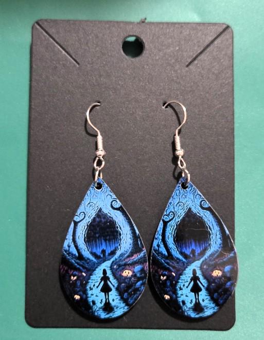 thumbnail interactive-video image 1 of Alice In Wonderland Rabbit Round Earrings - Stainless Steel Inspired Jewelry For Women 1 of 13