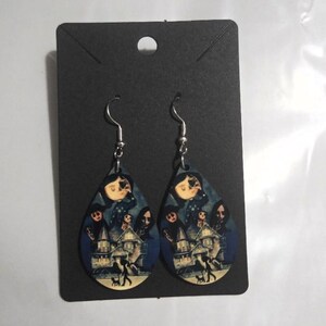 Boucles d'oreilles en forme de larme en bois Coraline, autre mère, à clipser 6