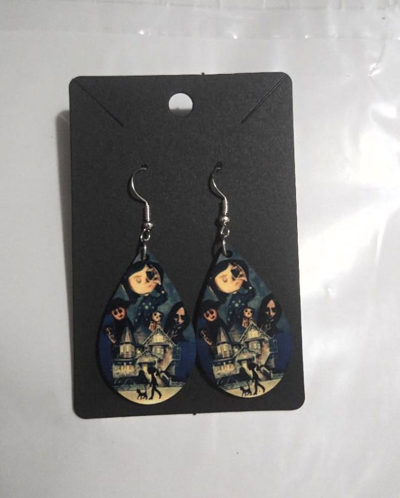 Boucles d'oreilles en forme de larme en bois Coraline, autre mère, à clipser 6