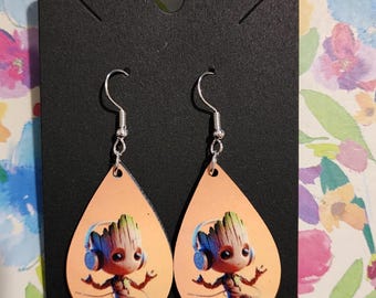 Orecchini Groot Wood, orecchini pendenti a goccia, gioielli fatti a mano