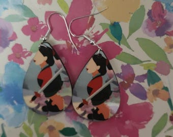 Mulan Teardrop Wood Earrings: Handmade Dangle Jewelry, Hypoallergenic Titanium