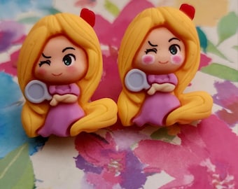 Princess Stud Earrings: Jasmine, Rapunzel, Cinderella, Ariel, Minnie Mouse