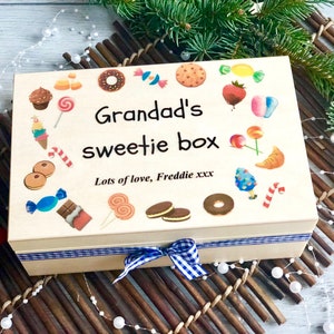 Vatertag, personalisiert, Geschenk, für Papa, Opa, von Kindern, Kind, süße Box, aus Holz, Mama, Nana, Süßigkeiten, Keksdose, Brauch