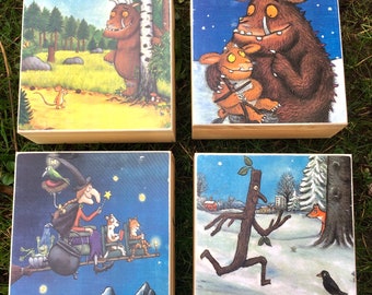 Personalised Gruffalo box, Julia Donaldson books, vintage Christmas gift,  Wooden box, Gruffalo's Child, Room on the Broom, Stickman box